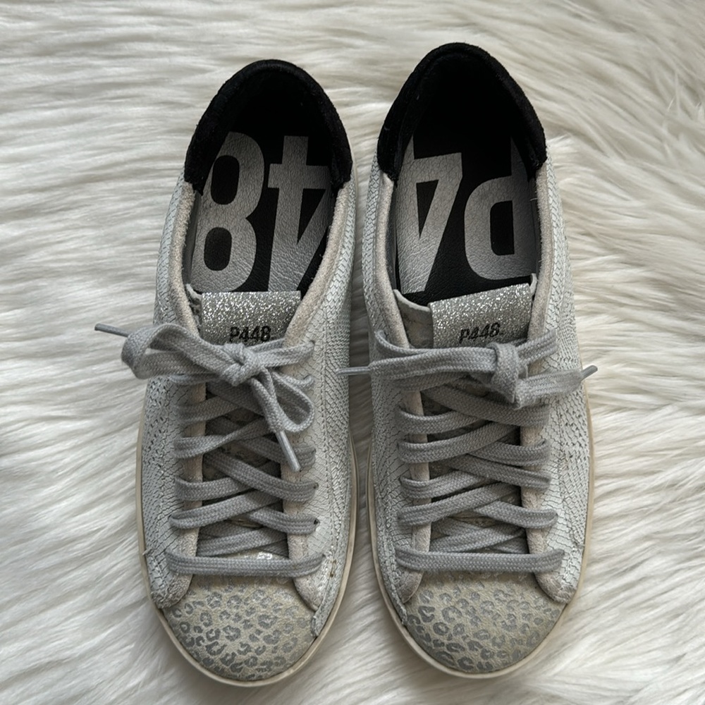 P448 Low Top White Leather Sneakers Size EU35/US5
